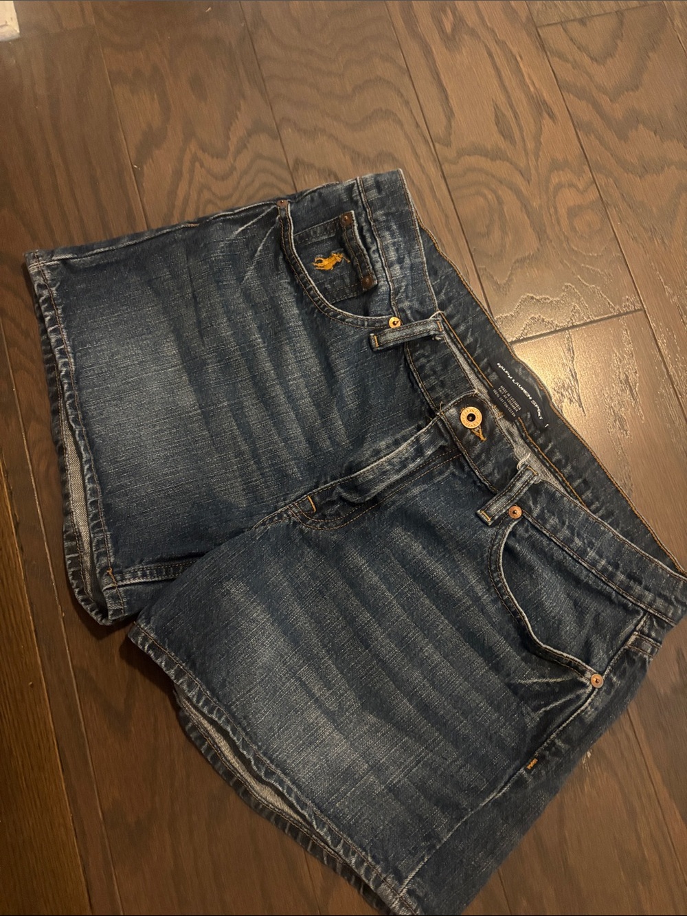Ralph Lauren Sport Dark Blue Denim Shorts with Copper Button